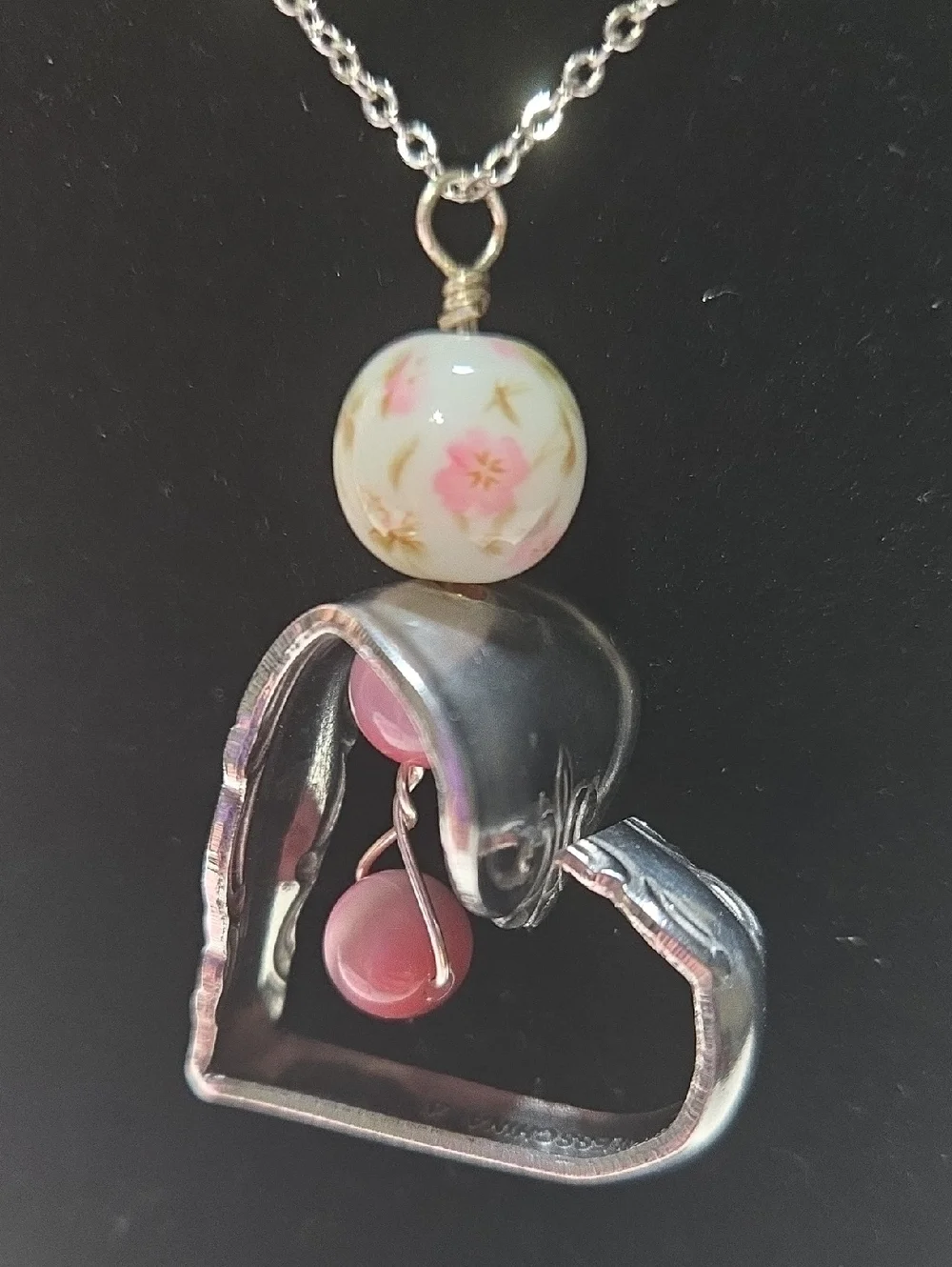 Handmade Vintage Spoon Heart Bead Necklace - Picture 5 of 7